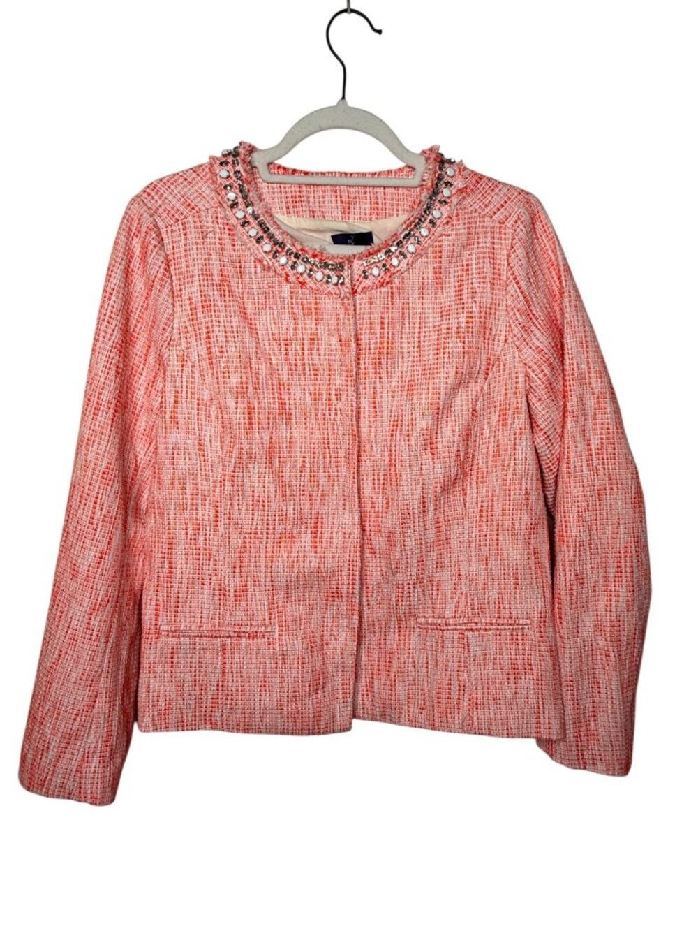 NYDJ Tangelo Tweed Embellished Collar Jacket Size Medium NWT